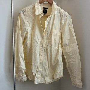 Oversized Yellow Stripped Button Up Gap Shirt